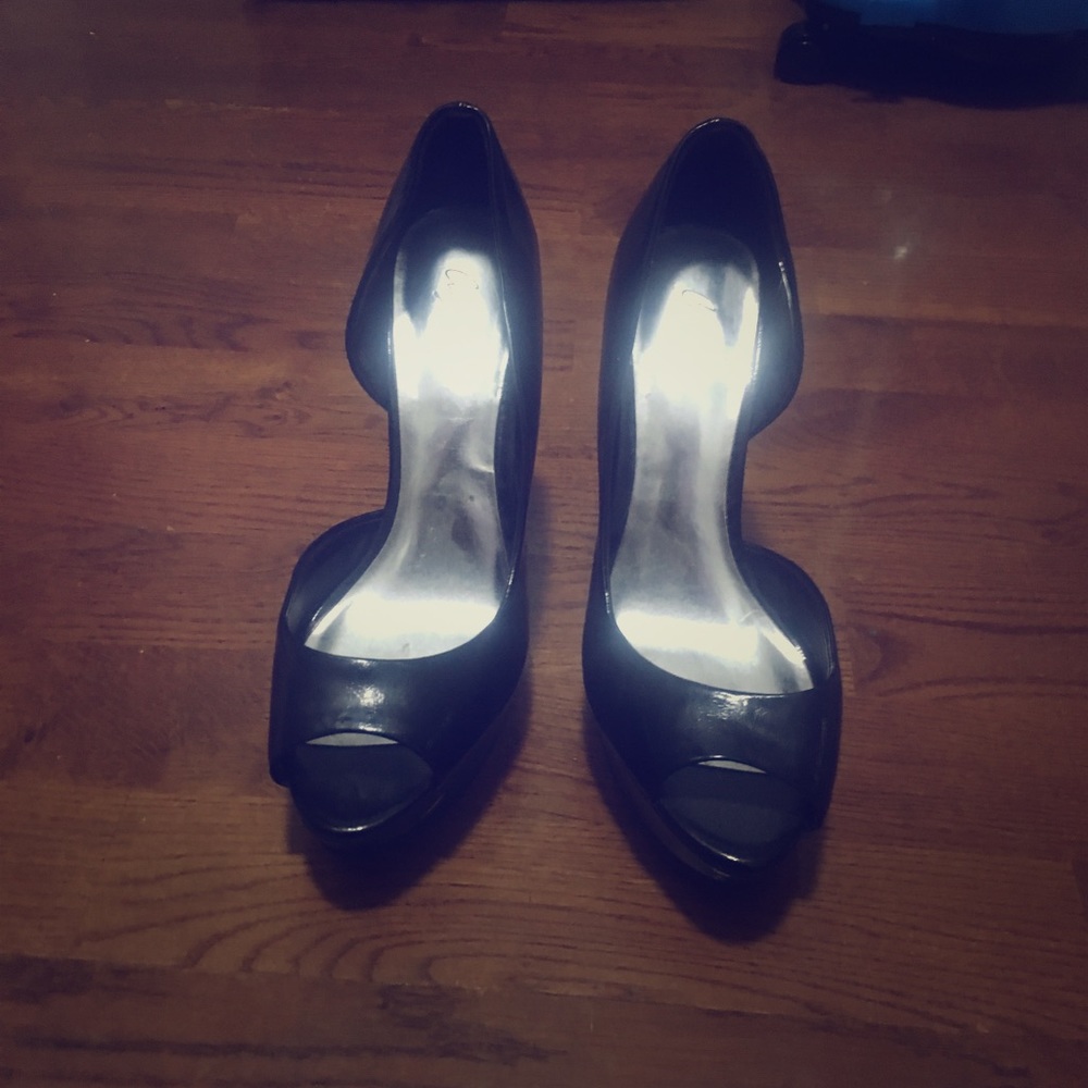 Black Platform Open Toe Heels